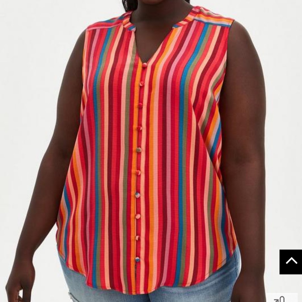 Harper Gauze Button-Front Sleeveless Blouse